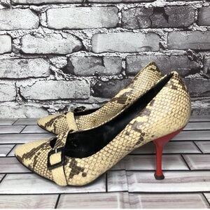 Giuseppe Zanotti Cream Leather Black SnakeSkin Pointed Pump
